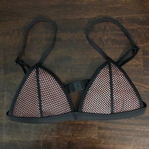 Size Small Pink/Black Mesh Bikini Top